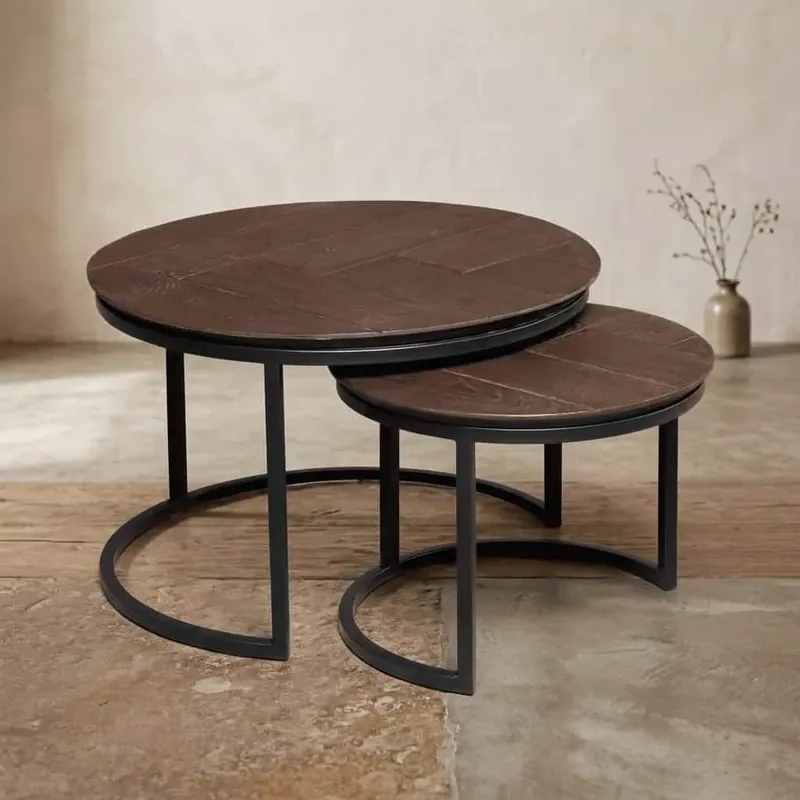 Alleen Vandaag Salontafel Otik Brown Oak 70 cm Set van 2