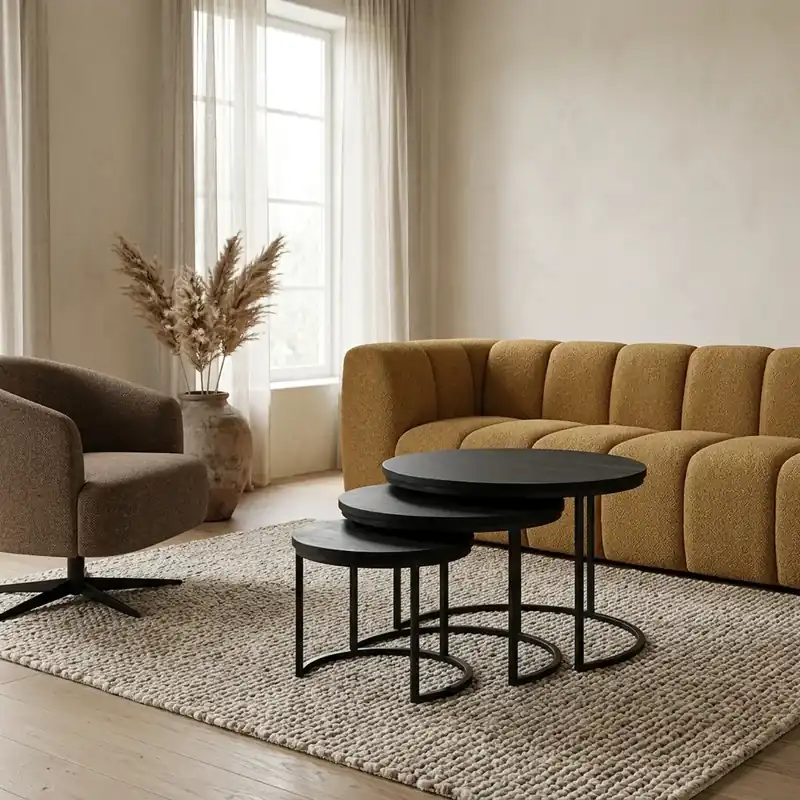 Aanbieding Salontafel Black Enzo set van 3