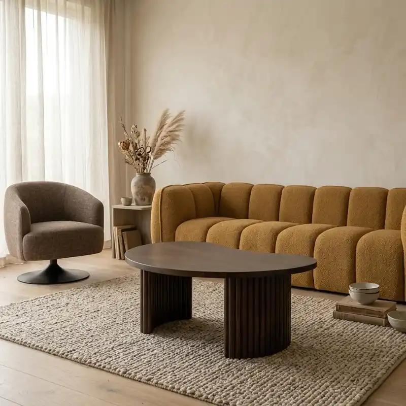 Premium Salontafel Firenze 85 boon vorm Mango Brown Walnut