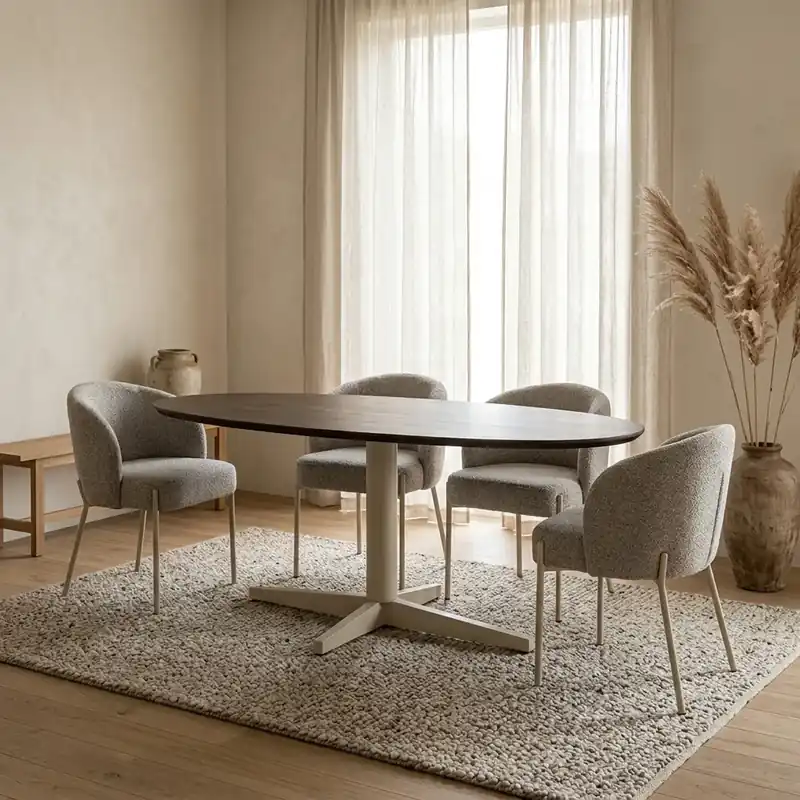 Alleen Vandaag Eetkamertafel 190, organisch, poot Beige, Mango Brown Walnut