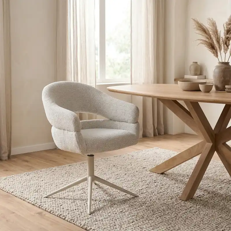 Draaibare eetkamerstoel Lily Beige Op = Op