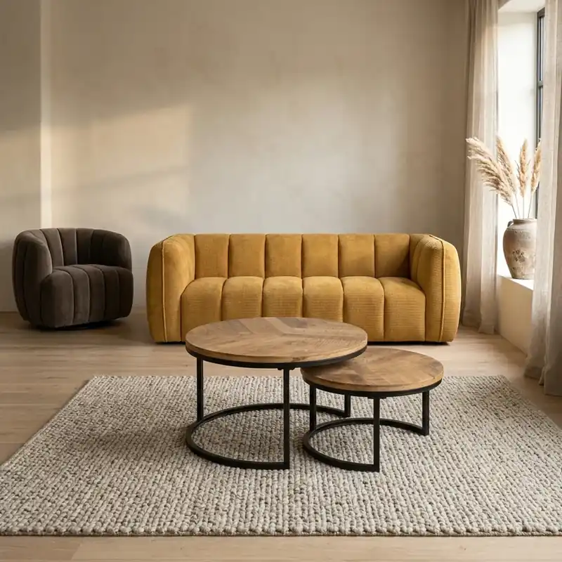 Salontafel Viola set naturel rond 70 cm Betaalbaar