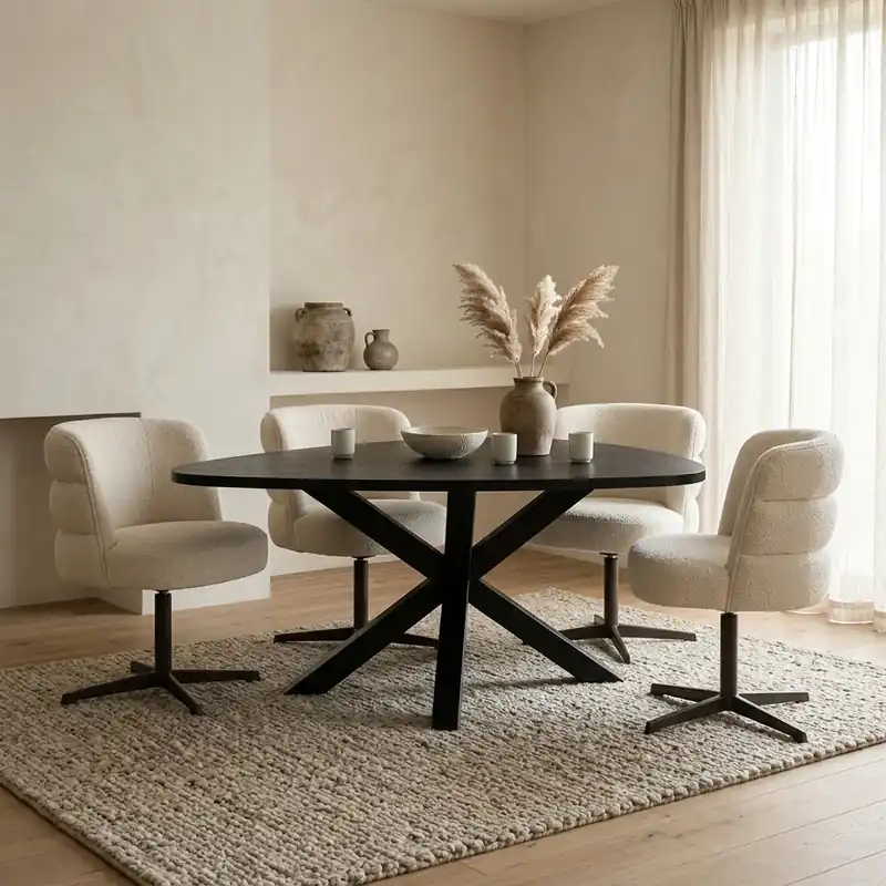 Aanbieding Eetkamertafel Trivero zwart driehoek 150 cm