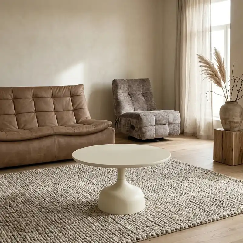 Salontafel Elba wit rond 70 cm Uitverkoop