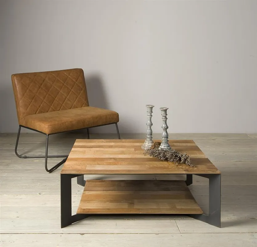 Salontafel Pandora bruin vierkant 100 cm Uitverkoop