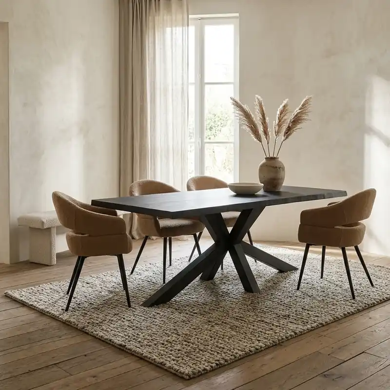 Actieprijs Eetkamertafel Sovana zwart rechthoek 200 cm