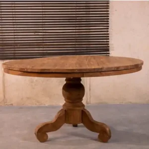 Aanbieding Ronde Teak Eettafel Dingklik met Bolpoot - 120 cm