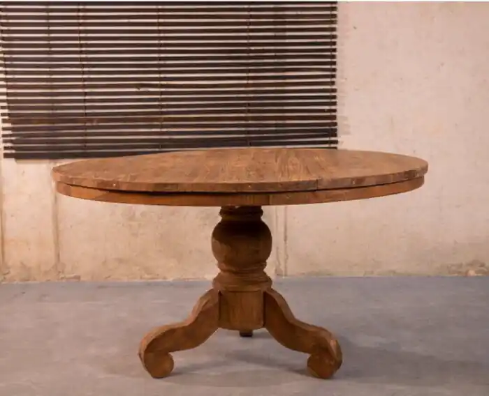 Aanbieding Ronde Teak Eettafel Dingklik met Bolpoot - 120 cm