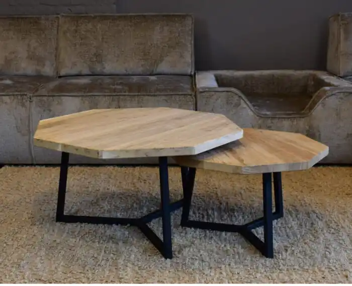 Veilige Betaling Eiken salontafel set ‘Achthoek‘ Octagon