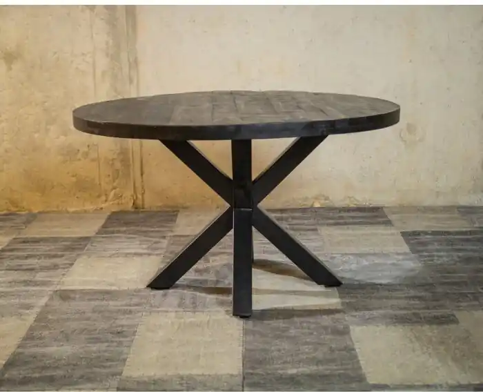 Ronde mango eettafel Zwart ‘Black Spider‘ Ø100 cm Meubelplaats Beste Prijs