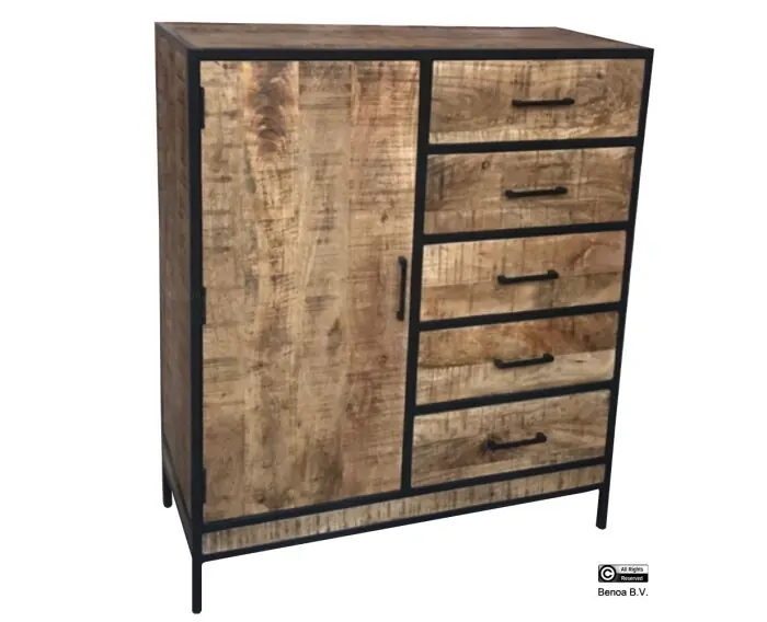 Uitverkoop Ladenkast Mango Metaal 120 cm hoog