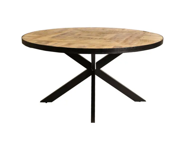Gecertificeerd Ronde mango eettafel ‘Square Art Spider‘-Ø130 cm