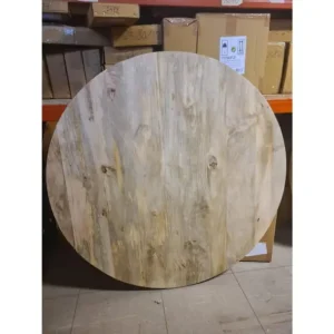 Aanbieding Tafelblad rond 4 cm massief ONBEHANDELD mangohout 90 tot 170 cm-Ø90 cm