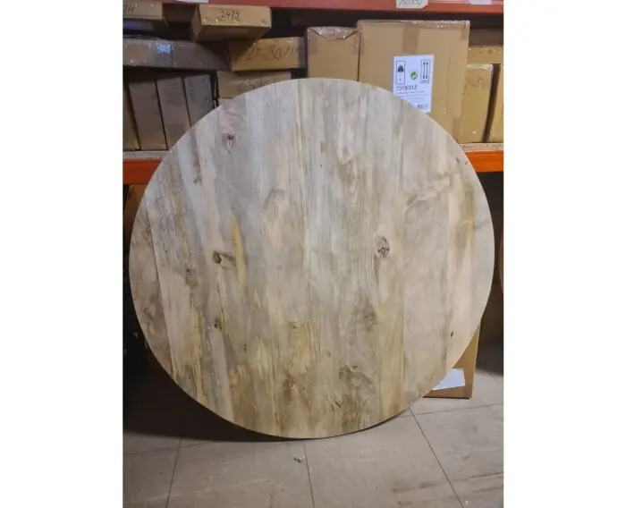 Aanbieding Tafelblad rond 4 cm massief ONBEHANDELD mangohout 90 tot 170 cm-Ø90 cm