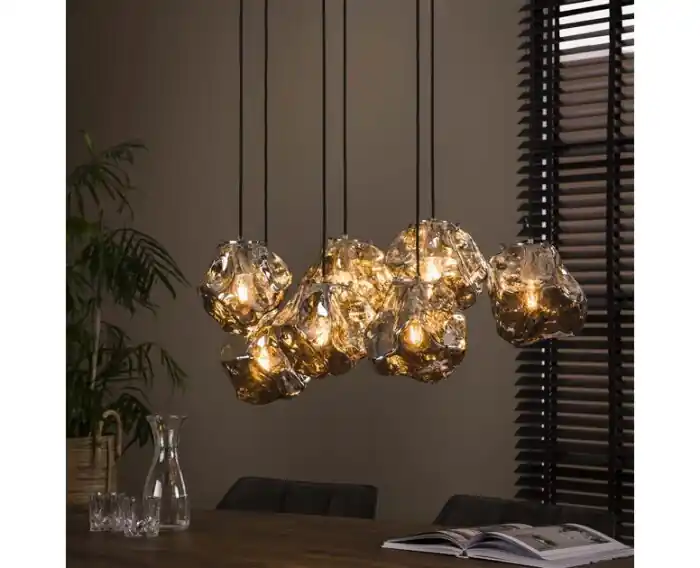 Hanglamp Rocky Chromed 7 lampen - Glas Direct Beschikbaar