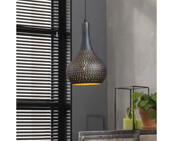 Actieprijs Hanglamp Industry concrete kegel - Zwart bruin