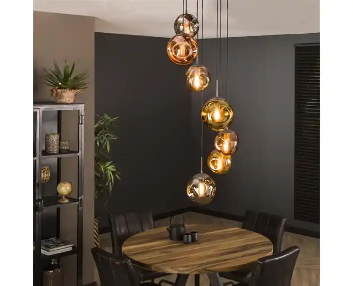 Hanglamp Stellar getrapt 7-lichts - Oud zilver Bestel Nu