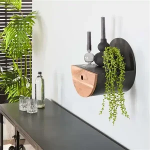 Wandschap half moon Ø30 met lade - acacia naturel Nieuw