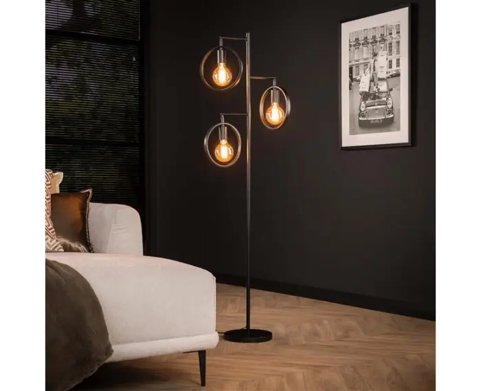 Lage Prijs Vloerlamp Ring 3 lampen - Charcoal