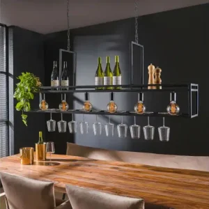 Alleen Vandaag Meubelplaats Hanglamp / Wijnrek Decorate 160 cm - zwart