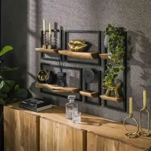 Wandschap set/5 edge - Massief acacia naturel Snelle Levering