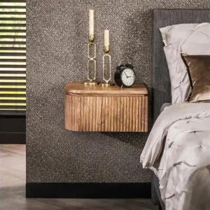 Aanbieding Nachtkastje wave set van 2 L+R mangohout - Zandkleur