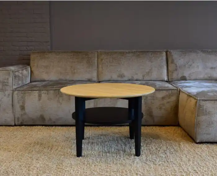 Salontafel Eleganza rond eiken 80 cm - zwart Meubelplaats Beperkt Aanbod