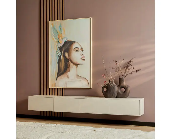 Zwevend tv meubel Vision Zand Mangohout 240 cm Beste Prijs