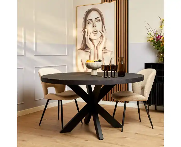 Lage Prijs Eetkamertafel Denver Black Rond 110 cm