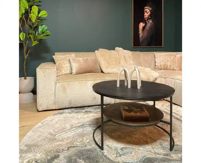 Weekendaanbieding Salontafel Lecia Goud Aluminium 80 cm - zwart