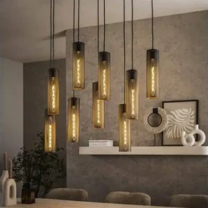 Weekendaanbieding Hanglamp 5+4 tube mesh - Artic zwart