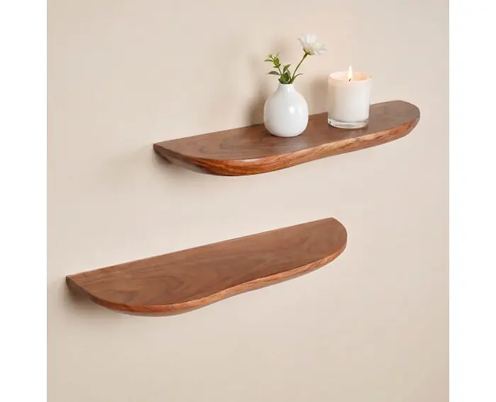 Actieprijs Wandplank Live edge 60 cm Set van 2
