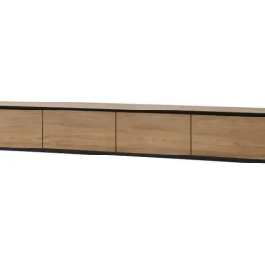 Zwevend Tv meubel Montano 220x43x30 cm - Legno puro Italia - 4x Flap door - Unlimited Laminate Collection Exclusieve Aanbieding
