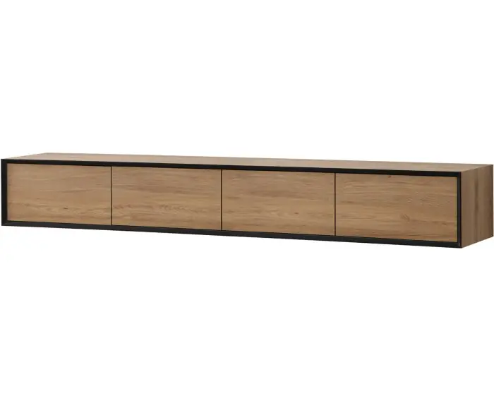 Zwevend Tv meubel Montano 220x43x30 cm - Legno puro Italia - 4x Flap door - Unlimited Laminate Collection Exclusieve Aanbieding