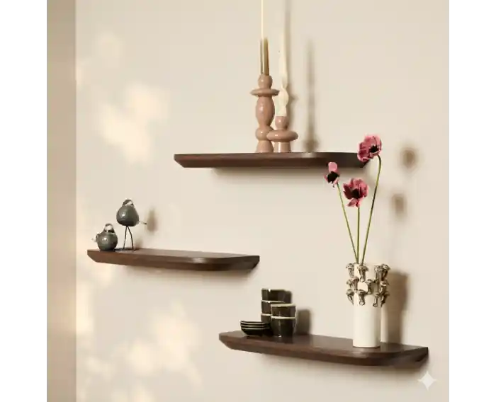 Betaalbaar Wandplank Gusta Brown 60 cm Set van 3