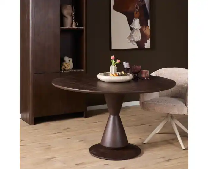 Hoge Kwaliteit Eettafel Lima Brown 130 cm Rond
