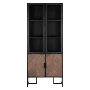 Voordeelprijs Showcase Criss Cross, 2 glass/metal doors, 2 wooden doors,185x80x40 cm, mixed wood