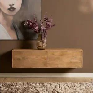 Zwevend tv meubel Vision Naturel Mangohout 120 cm Korting