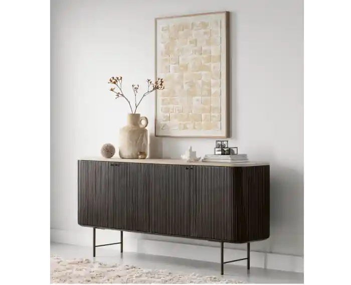 Gratis Retour DTP home Maroon Dressoir 4 deurs 85x180x45 cm - mahonie & mortex - Bruin