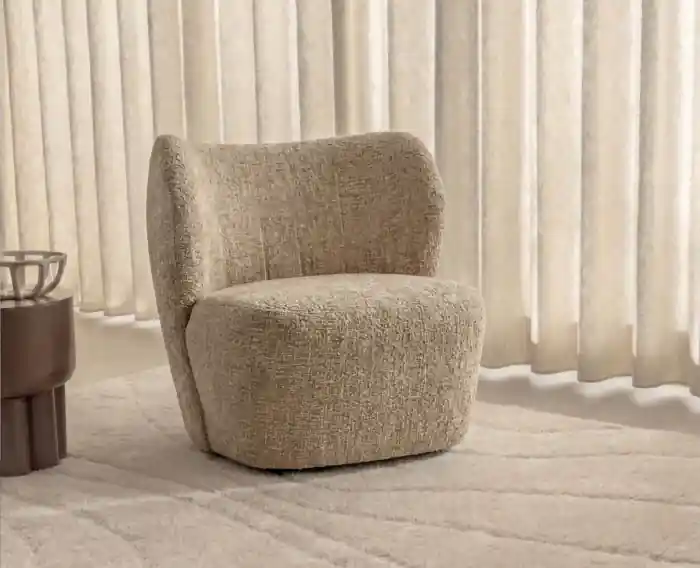 Korting Fauteuil Riley - Beige - Japandi - 75x82x80 cm