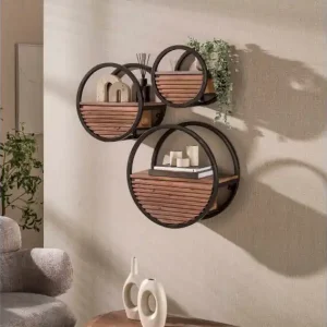 Wandschap Circular 1L Ø40 - Massief acacia bruin Merkproduct