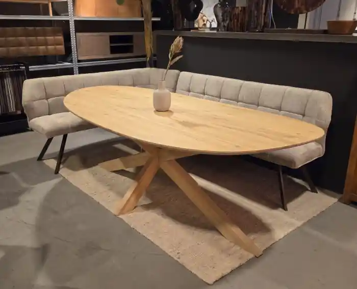 Aanbieding Eettafel Vienna organisch eikenhout - houten spinpoot - 160x100 cm