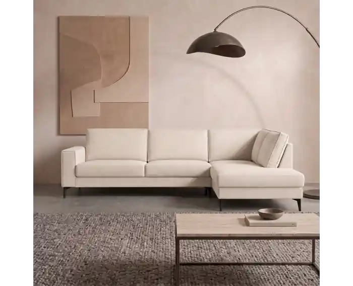 Aanbieding Hoekbank Laren met eiland rechts - Holms Beige - 249x210 cm